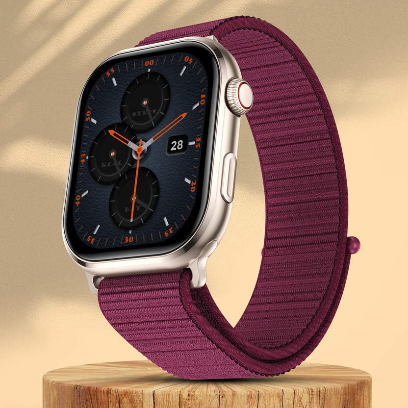 Fire-Boltt Brillia Pro 51.3mm (2.02) Largest AMOLED Display, Bluetooth Calling,Premium Look Smartwatch(Wine Nylon Strap, Free Size)