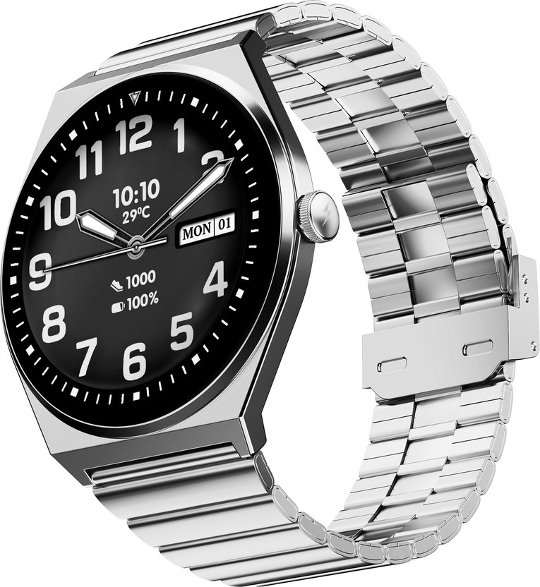 Fire-Boltt Legacy Nova 1.43 inch Ultra Slim AMOLED Wireless Charging Rotating Crown BT Call Smartwatch(Titan Silver Strap, Free Size)