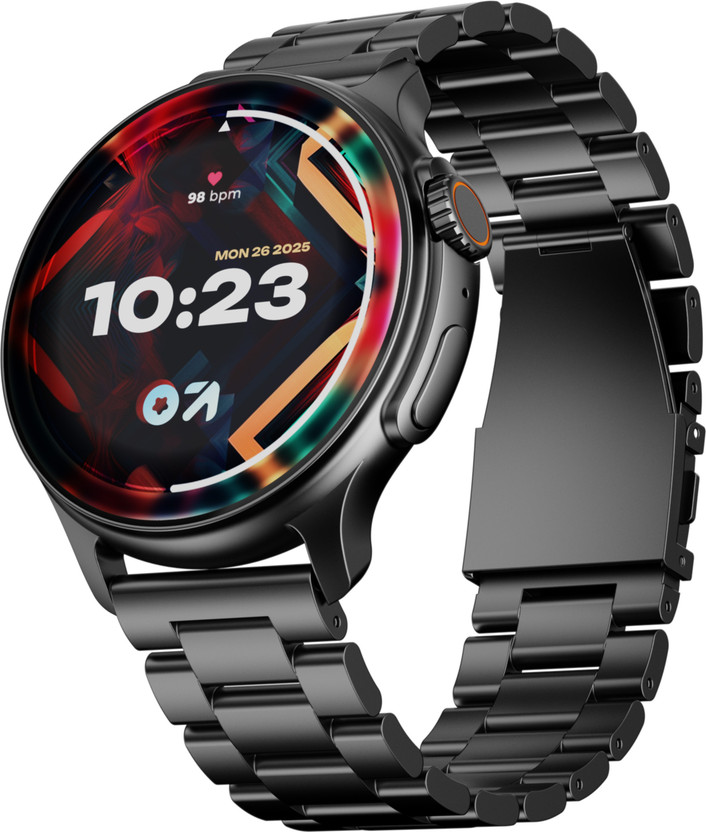 GOBOULT Crown R Pro 1.43''HD AMOLED Display, BT Calling, Zinc Alloy Frame Smartwatch(Jet Black Strap, Free Size)