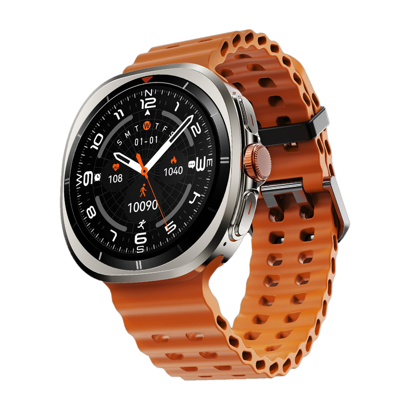 Fire-Boltt Axiom 1.43" AMOLED Display Smartwatch BT Calling, Wireless Charging & Metal Case Smartwatch(Orange Strap, Free Size)