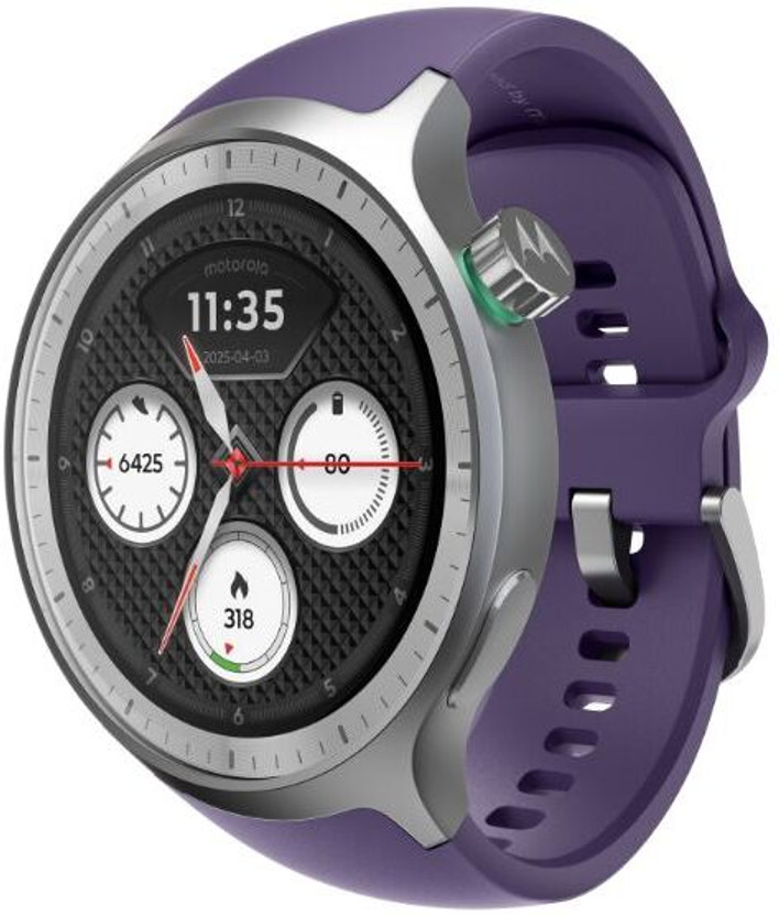 MOTOROLA Moto Watch 1.4" OLED, AOD, Dual band GPS, Powered by Polar, Android only Smartwatch(Pantone Parachute Purple Band Strap, Free Size)