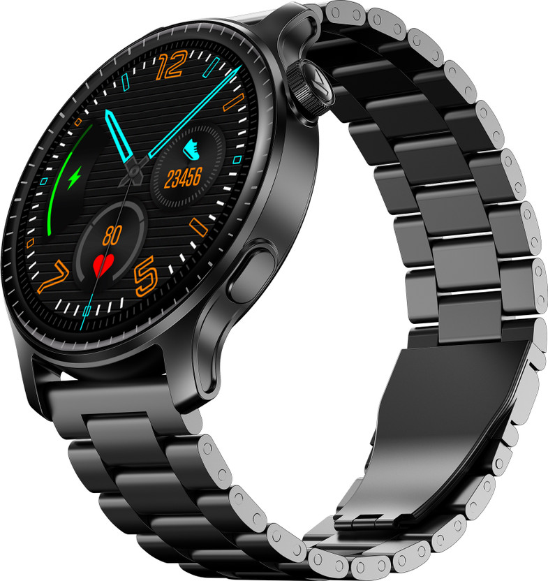 boAt Ultima Prime w/ 1.43"AMOLED Display, AOD, Personalized Nudges, Functional Crown Smartwatch(Steel Black Strap, Free Size)