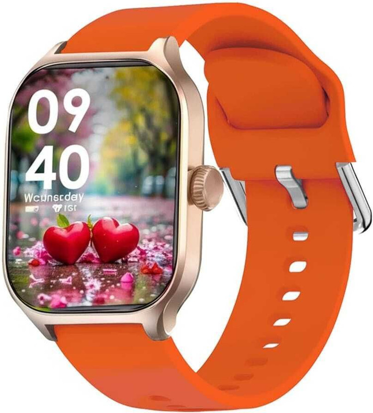 ATSK HUB H9 Smartwatch Calling,Fitness,Heart Rate Tracking Kids Girls & Boys (6-22 Years) Smartwatch(Orange Strap, 2.01 Inch Huge First Big Display)