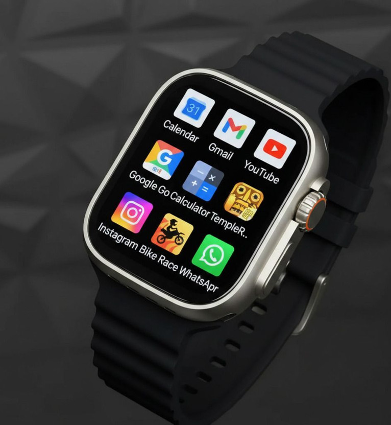 TechElectro T800 Ultra BT Calling Watch, Wireless Charging, Health Tracking Sensor (Black) Smartwatch(Black Strap, FREE SIZE)