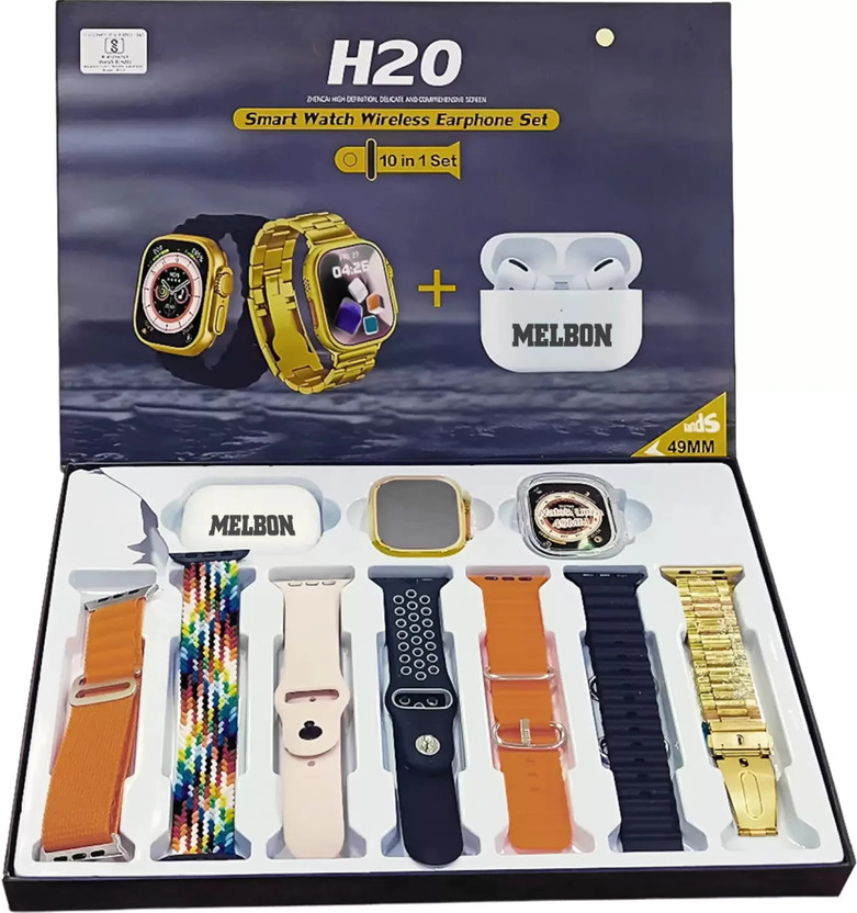 Melbon H20 Ultra Bluetooth calling, Phone Book,Music Control,Voice assis. with 1 - TWS Smartwatch(Multicolor Strap, Free Size)
