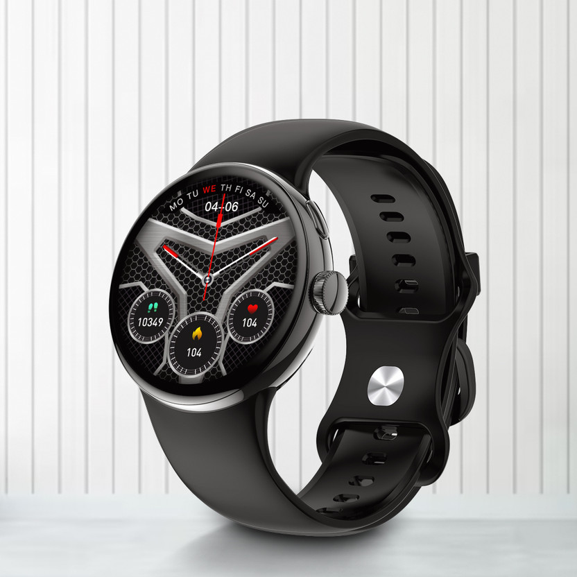 Fire-Boltt Rock 33.02mm (1.3) AMOLED Display, BT Calling, Rotating Crown, Voice Assistant Smartwatch(Black Strap, 1.3)