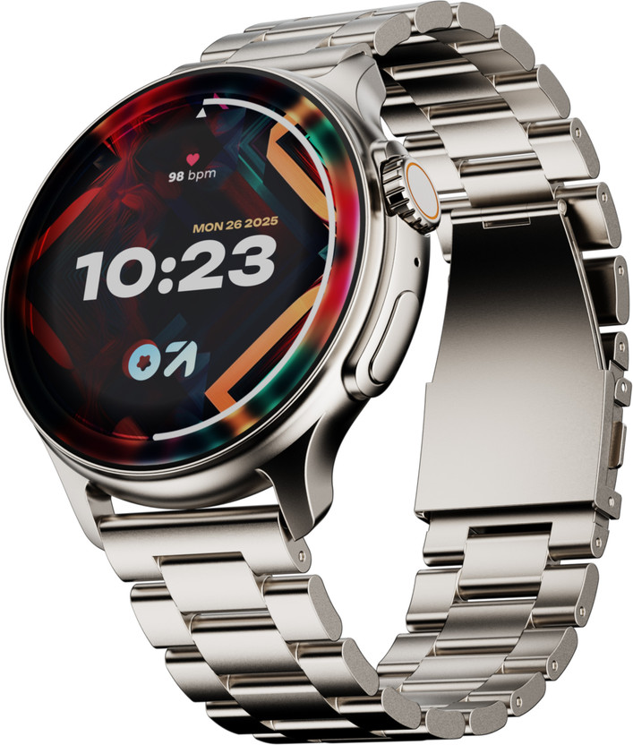 GOBOULT Crown R Pro 1.43''HD AMOLED, BT Calling, Zinc Alloy Frame Smartwatch(Silver Strap, Free Size)