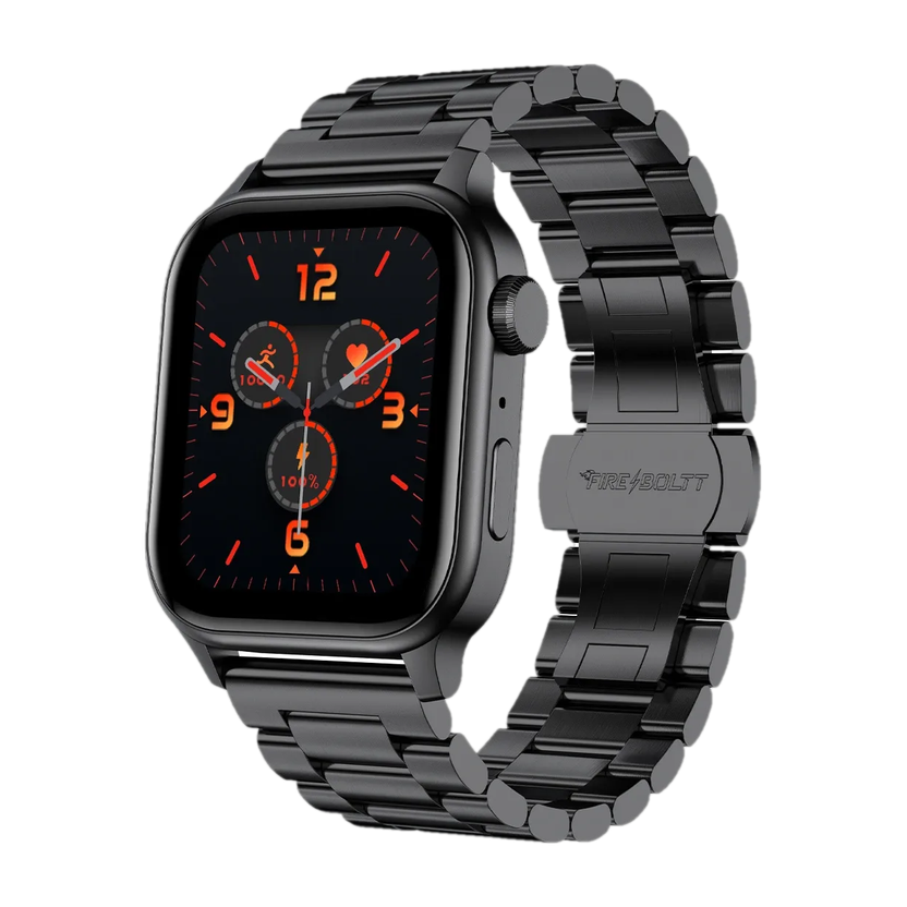 Fire-Boltt Rise Luxe 2026 Stainless Steel, 47mm (1.85) Display, Pro Games, 120+ Sports Smartwatch(Black Strap, Free Size)