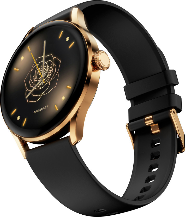 Fire-Boltt Glitz 1.19 AMOLED Display, Rotating Crown, 1000 Nits, BT Call, Metal Body Women Smartwatch(Midnight Black Strap, Free Size)