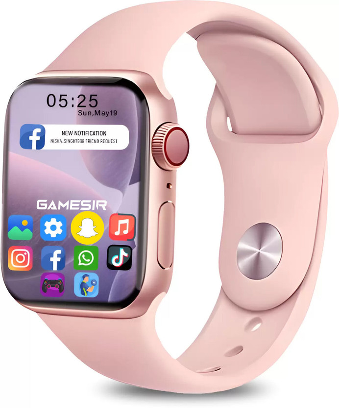 GameSir I8 Pink-A1 Full Screen Touch Watch Specially Made for Girl & Women Smartwatch(Pink Strap, 1.75 Inch Full Screen Display Notifications smartwatch)
