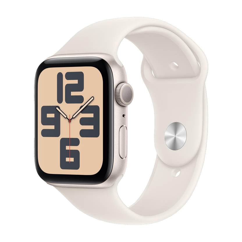 Apple Watch SE 2 GPS 44mm (2nd Gen) Starlight Aluminium with Starlight Sport Band Starlight Strap, Free Size