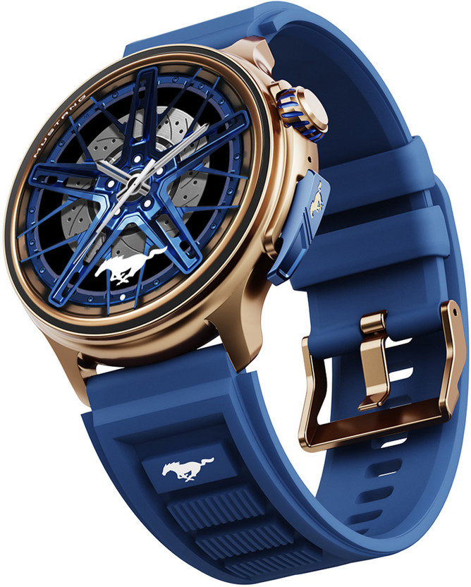 GOBOULT Mustang Racer 1.43" AMOLED Display with Premium Metallic Crown, AI Coach Smartwatch(Apex Blue Strap, Free Size)