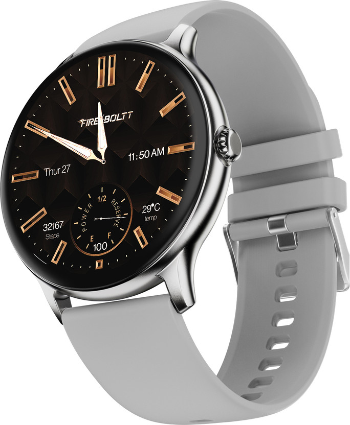 Fire-Boltt Ninja Talk 35.3mm (1.39) Round Bluetooth Calling Metal Body,120 Sports Modes Smartwatch(Grey Strap, 1.39")