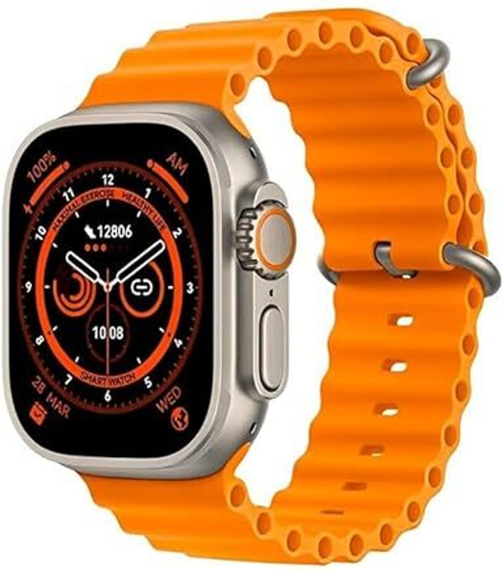 Geo SPORTS T800 Series 8 Ultra Smart Watch HD 1.99 Inch Display Smartwatch(Orange Strap, free size)