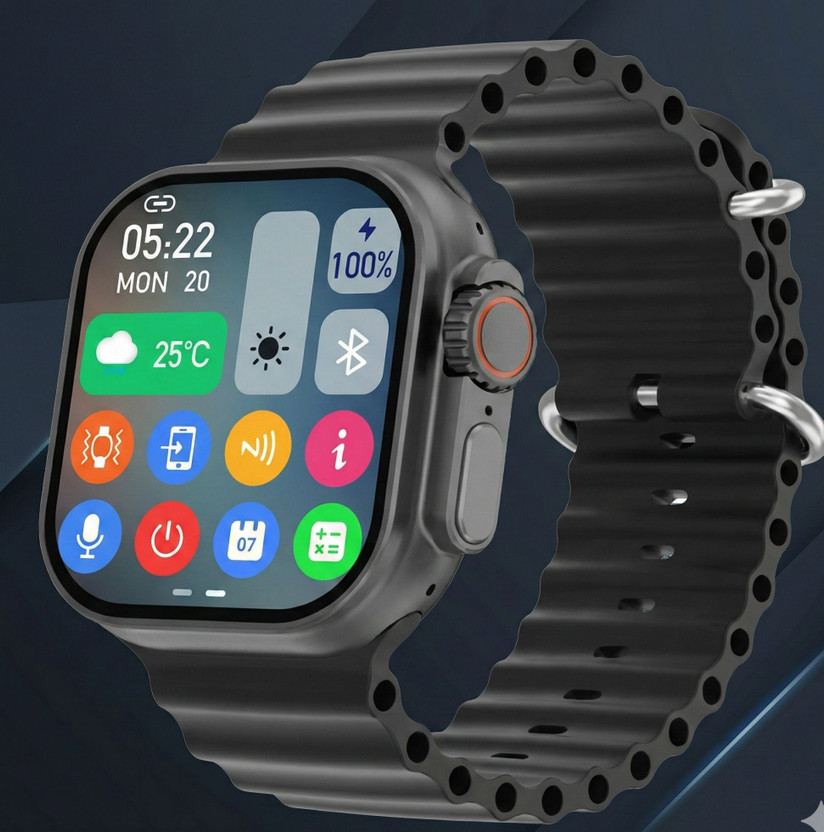 TECHIO T800 Ultra Smartwatch, HD Resolution 1.99" Screen, Bluetooth Calling (Black) Smartwatch(BLACK Strap, FREE SIZE)