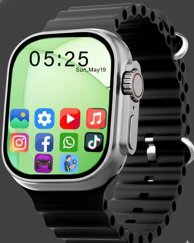 Onikuma T800 Ultra Smart Watch, 1.99" Bright Display, Wireless Charge, BT Call (Black) Smartwatch(Black Strap, FREE SIZE)