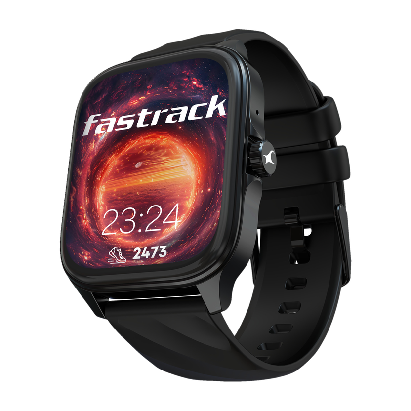 Fastrack Revoltt Pro-1.97'' Super AMOLED Display|AOD|Working Crown|BT Calling|Fast Charge Smartwatch(Black Strap, Free Size)