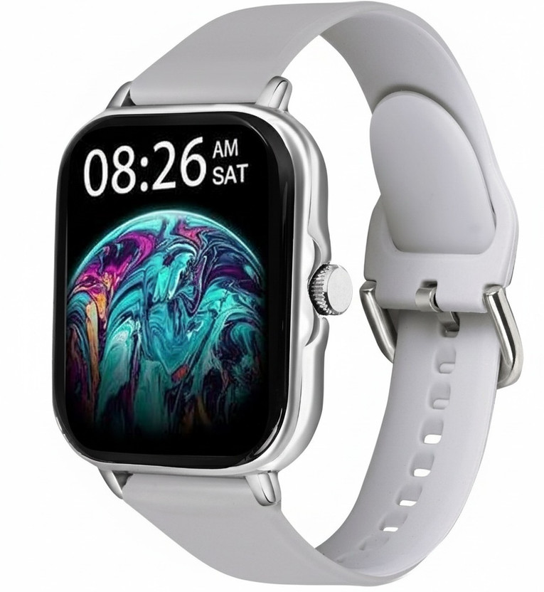 ATSK HUB H6 Smartwatch for Men & Women – Slim Design, Fitness Tracking, Call Support Smartwatch(Grey Strap, 1.9 Inch Huge First Big Display)