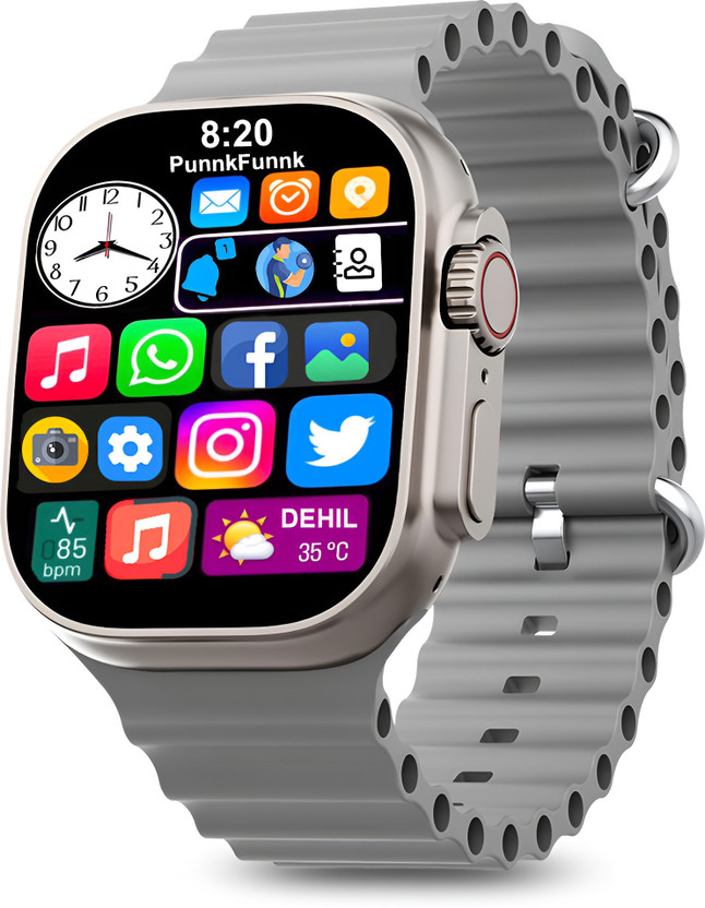 PunnkFunnk T800 ultra Series 8 smart watch with AI assistant, bluetooth calling and fitness Smartwatch(Grey Strap, Free Size)