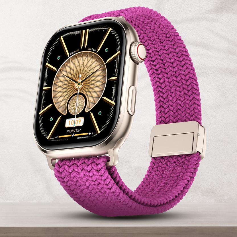 Fire-Boltt Brillia Pro 51.3mm (2.02) Largest AMOLED Display, Bluetooth Calling,Premium Look Smartwatch(Pink Wave Strap, Free Size)
