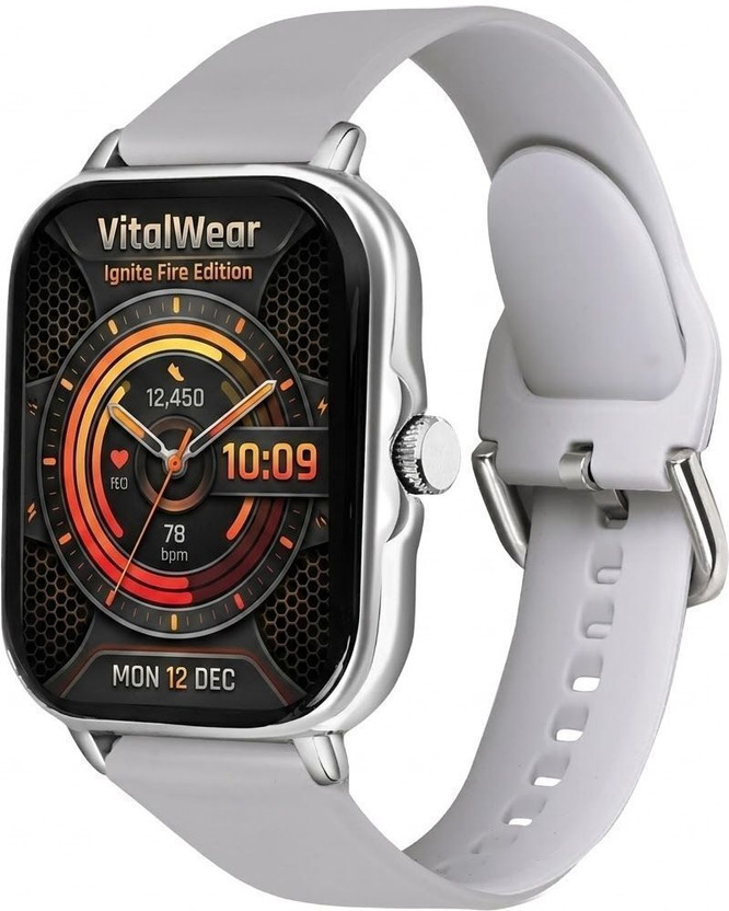 VitalWear H6 Blutooth calling Fitness & Health Tracker Watchphone, For Kids Grils Boys Men Smartwatch(Grey Strap, 1.9 Inch Huge First Big Display)