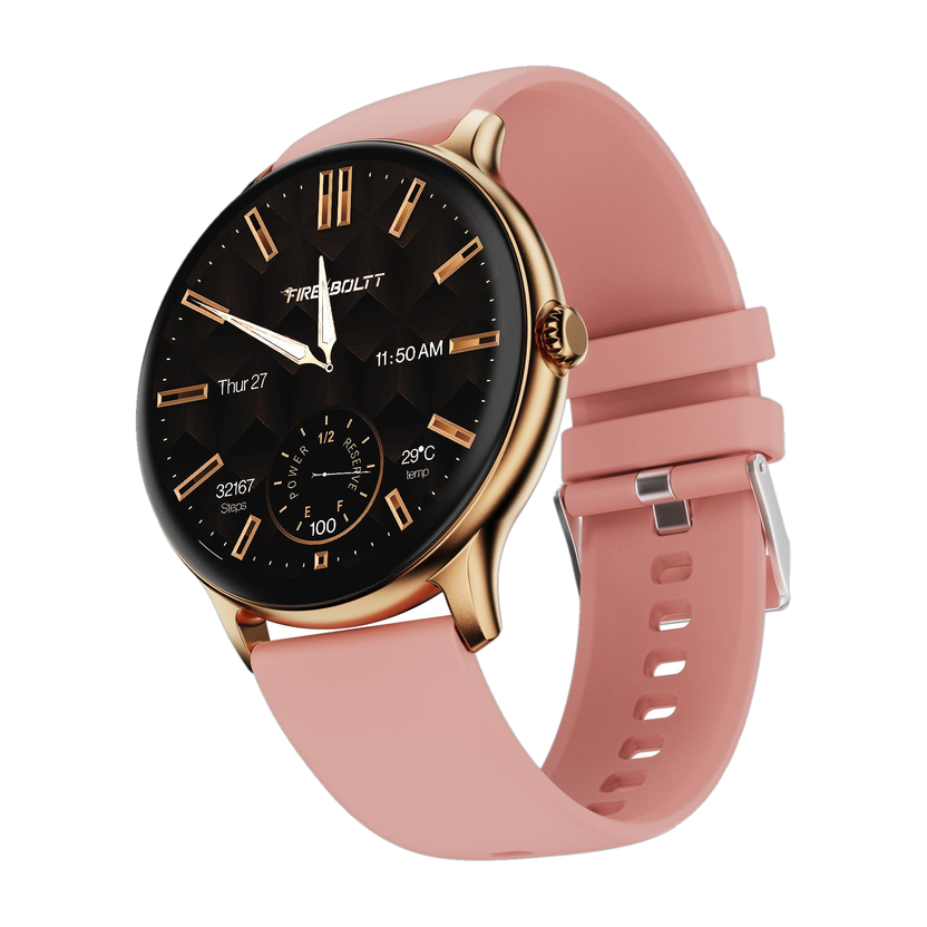 Fire-Boltt Nnja Talk 35.3mm (1.39) Round Bluetooth Calling Metal Body,120 Sports Modes Smartwatch(Pink Strap, 1.39")
