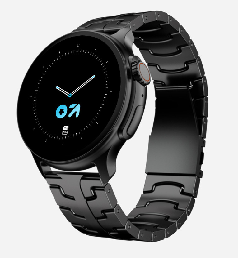 GOBOULT Crown R Pro 2 1.43''HD AMOLED Display, BT Calling, Zinc Alloy Frame Smartwatch(Charcoal Black Strap, Free Size)