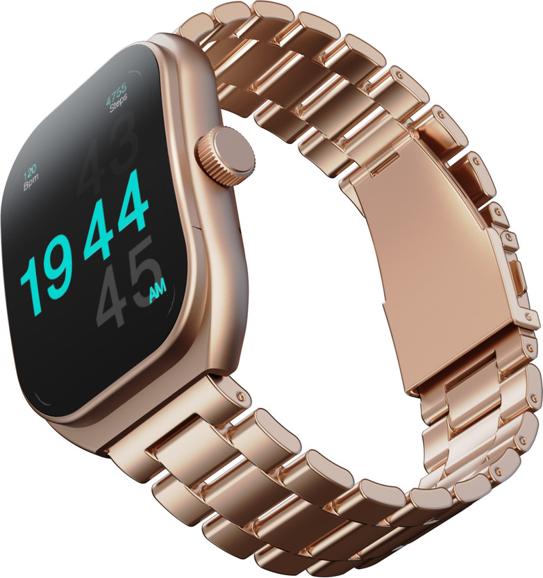 GOBOULT Trail 2.01'' 3D Curved HD Display, Working Crown, Health Monitor, IP68 Smartwatch(Rose Gold Strap, Free Size)