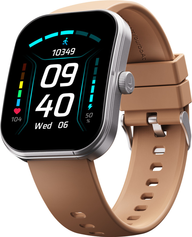 boAt Wave Sigma 3 Curv, 2.01" Immersive Curved Display, Metal Finish, IP68 Smartwatch(Timber Brown Strap, One size)