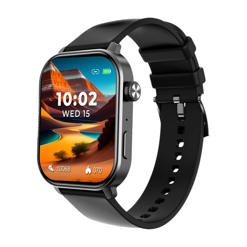 beatXP Unbound Pro 1.96'' AMOLED Display, 800 Nits, BT Calling, Health Tracking & IP67 Smartwatch(Electric Black Strap, Free Size)