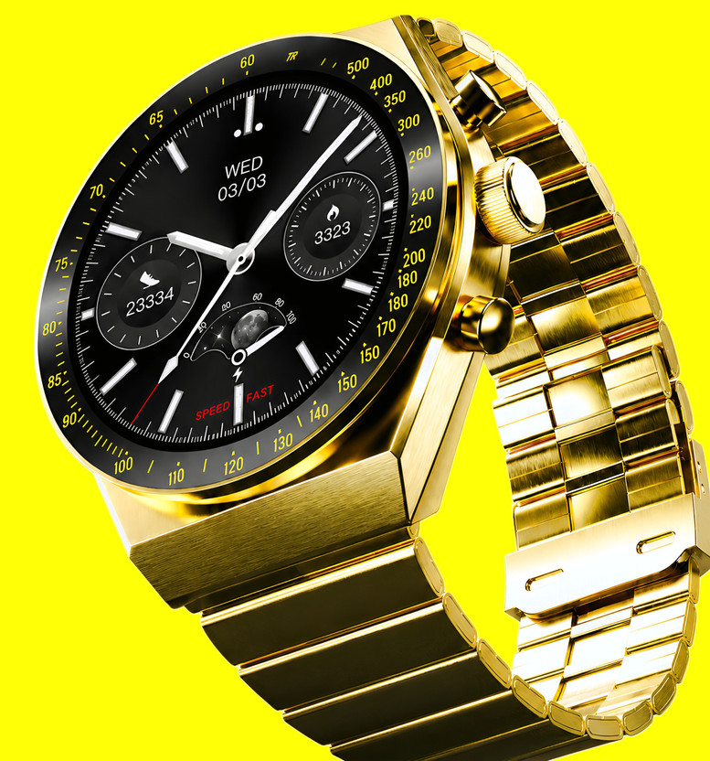 KK07 Advanced AMOLED Smartwatch Bluetooth Calling Health Tracking IP68 Smartwatch(Gold Strap, mm)