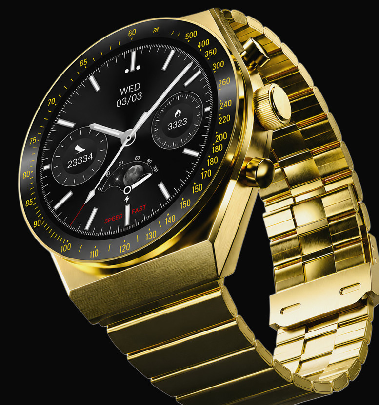 KK07 Advanced AMOLED Bluetooth Calling Smartwatch IP68 Health Tracking Smartwatch(Gold Strap, mm)