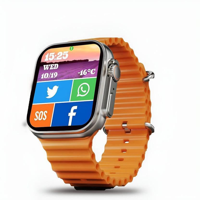 jinzs T800 Bluetooth Calling Touch Watch with IP67 Waterproof Music Play Smartwatch(Orange Strap, Free Size)
