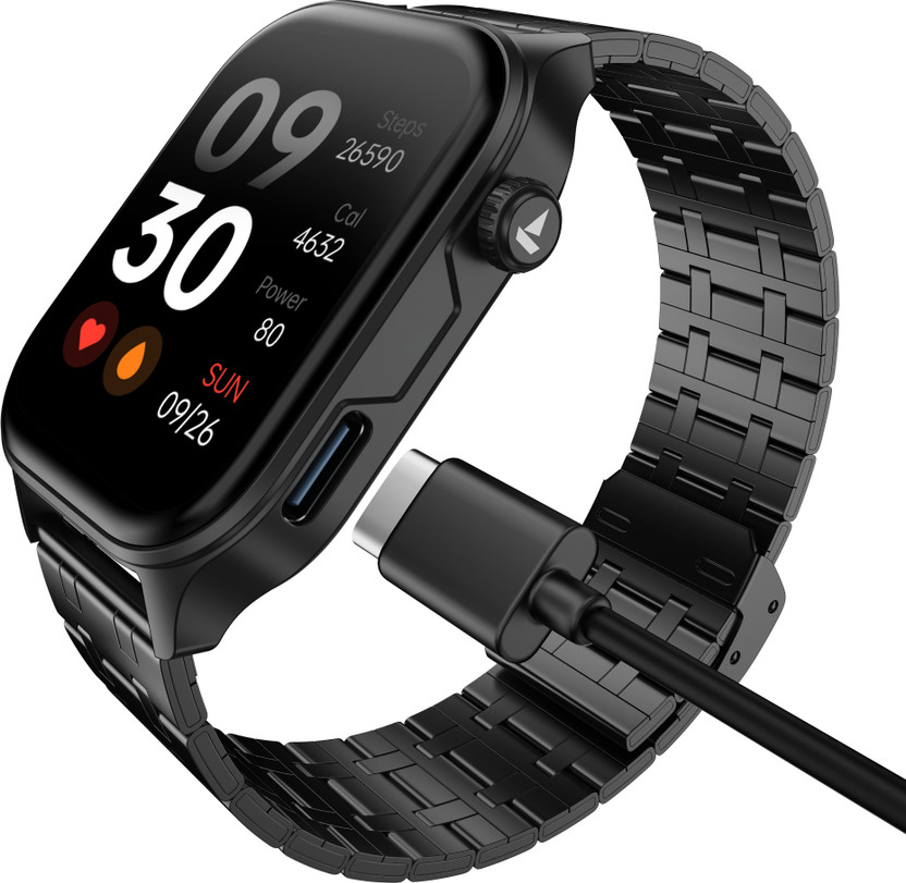 boAt Ultima Vogue 2, Type-C , 1.96" AMOLED Display, 1000 nits, Metal body. Smartwatch(Steel Black Strap, Free Size)