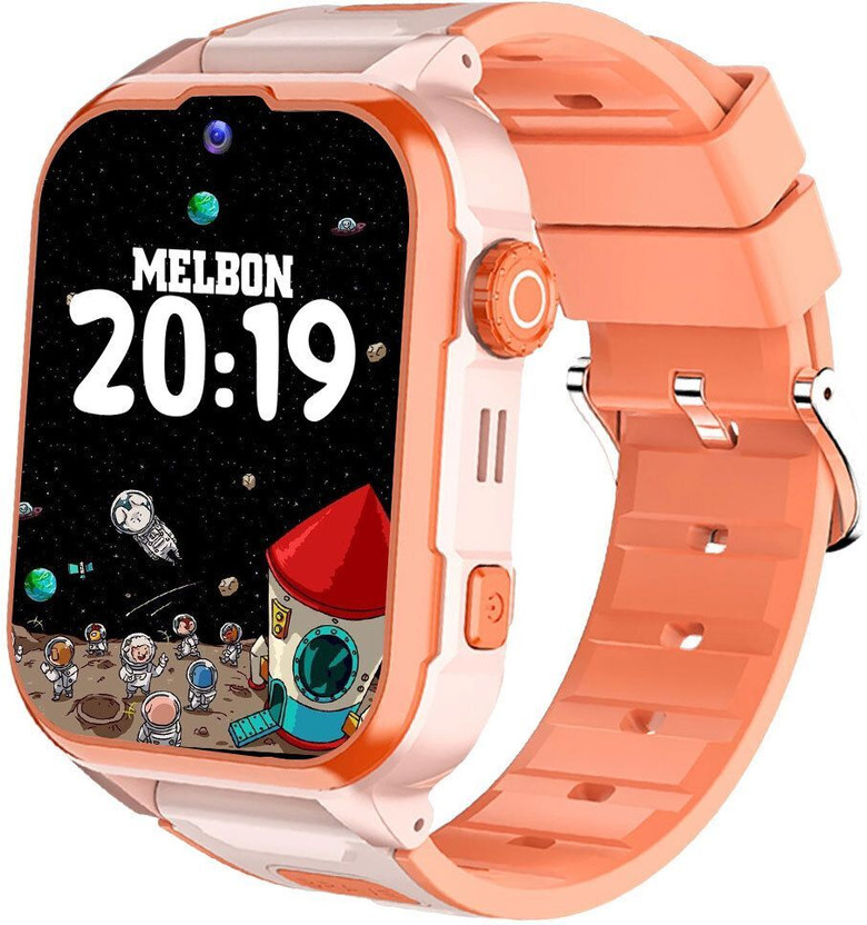 Melbon SafeGuard 4G/5G Smartwatch: GPS Locator, Two-Way Calling, and kids watch Smartwatch(Orange Strap, Free Size)