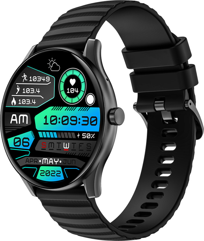 Gizmore CURVE 1.39" 500 NITS 360 x 360 PX FHD Metal Curved Display BT Calling Smartwatch Smartwatch(Black Strap, Free Size)