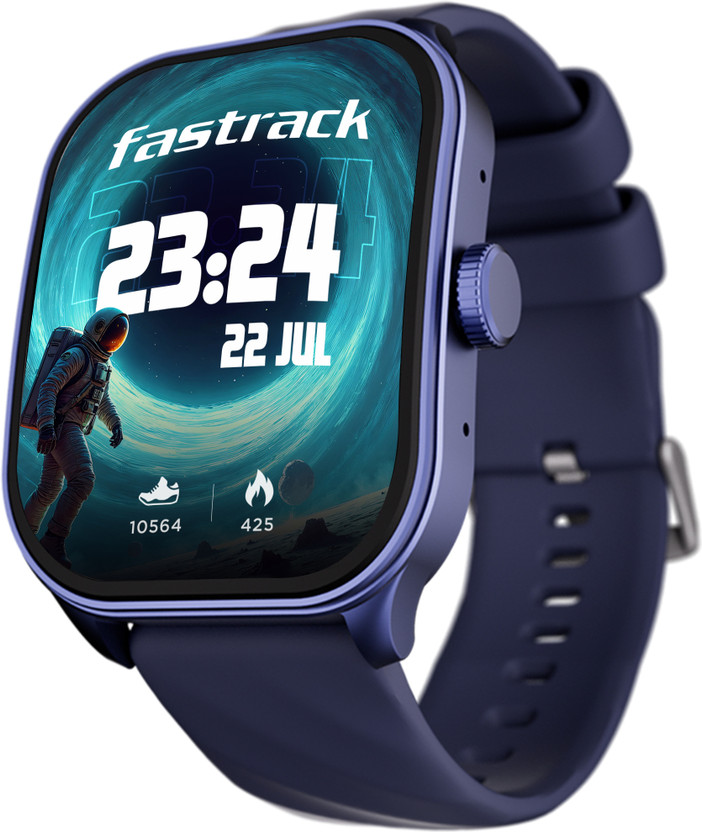 Fastrack FS1 Pro|World's First,1.96" Super AMOLED|Highest Resolution|BT Calling Smartwatch(Blue Strap, Free Size)