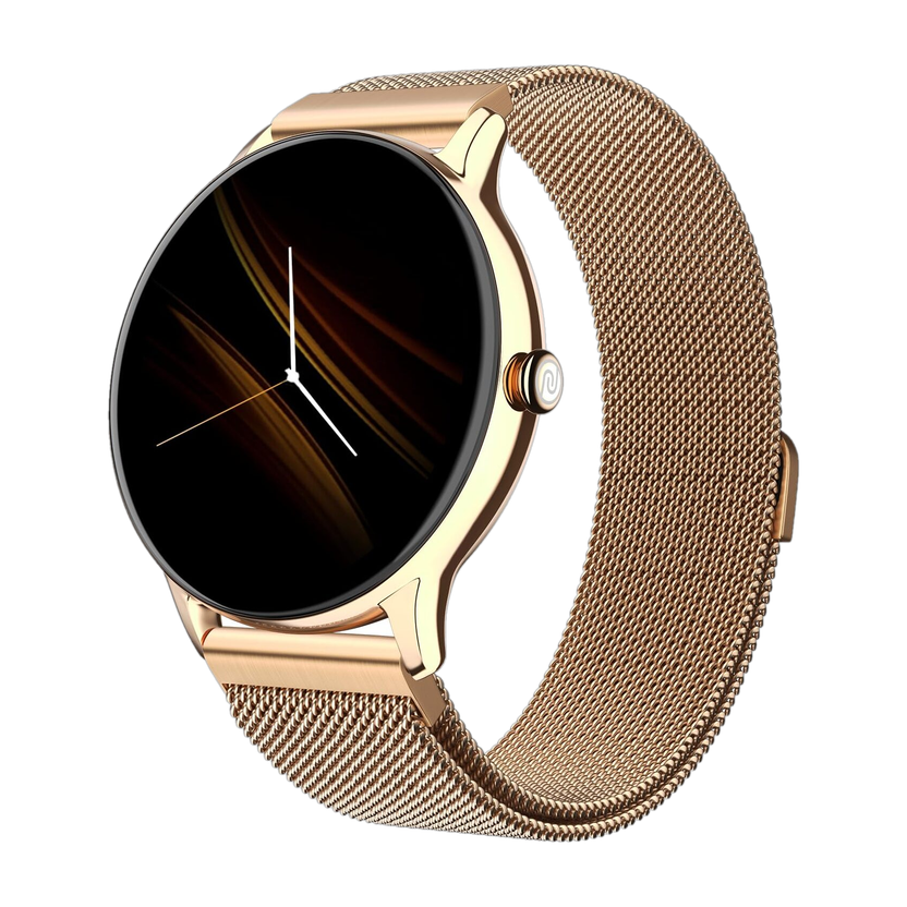 Noise Crew Go with 1.39" Display, BT Calling with Metal Strap and 7 Days Battery Life Smartwatch(Gold Link Strap, Regular)