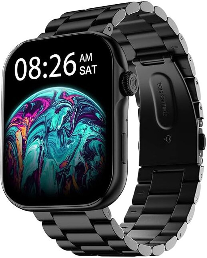 Noise Vision 3 with 1.96" AMOLED display with Thin Bezel, Metallic Build Smartwatch(Jet Black Elite Edition Strap, Regular)