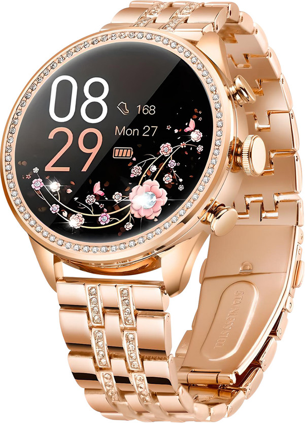 WTG WTG PF9 Series 1.39" AMOLED Display Music & Fitness BT Calling Luxury Design girls Smartwatch(Rose Gold, Pink Strap, Regular Size) - Flipkart Deal