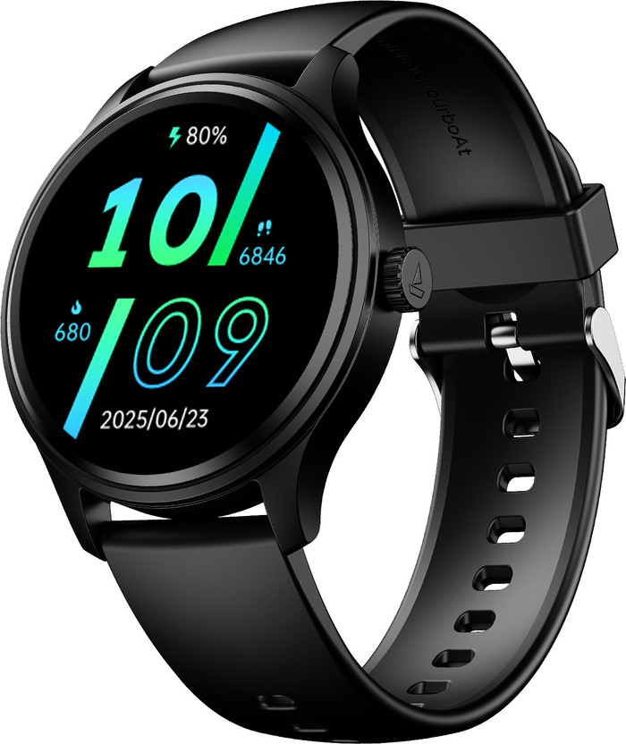 boAt Lunar Discovery Neo 1.39" HD Display, Metallic Finish, BT Calling, Smart Watch Smartwatch(Active Black Strap, Free Size)