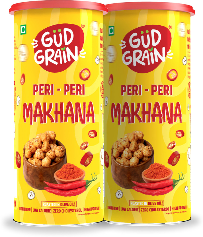 Gud Grain Peri Peri Roasted Makhana | Healthy Snack | Protein Rich | Calcium Rich |(2 x 75 g)