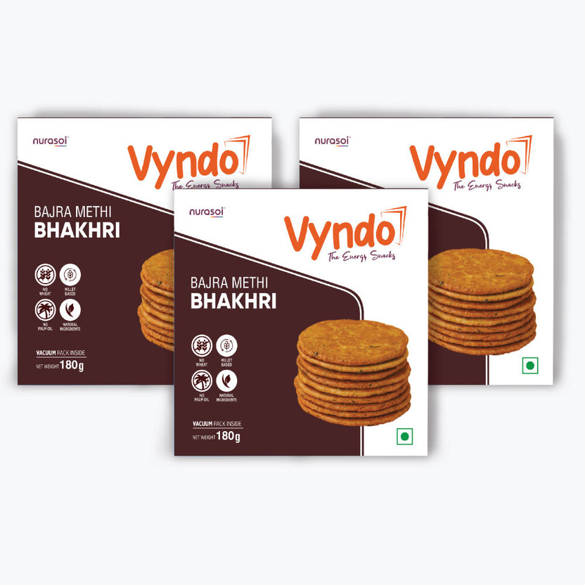 Vyndo Vyndo Bajra Methi Bhakhri Pack Of 3- Healthy Millet Snacks Bhakhri(3 x 180 g) - Flipkart Deal