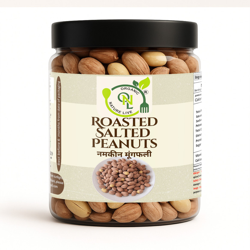 organic nature live Roasted Salted Peanuts | Crunchy Snack | Protein Packed(500 g)