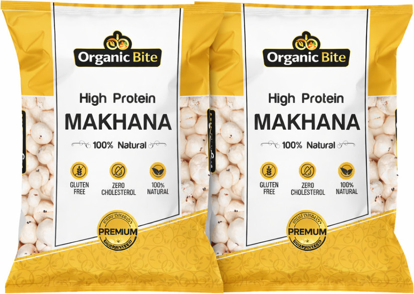 Organic Bite High Protein Makhana – Gluten Free & Zero Cholesterol | Premium Quality Pack(2 x 125 g)