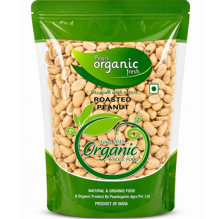 Pearl Organic Fresh Roasted Skinless Peanuts | Crunchy Groundnuts | High Protein Healthy Snack Roasted Peanuts(400 g)