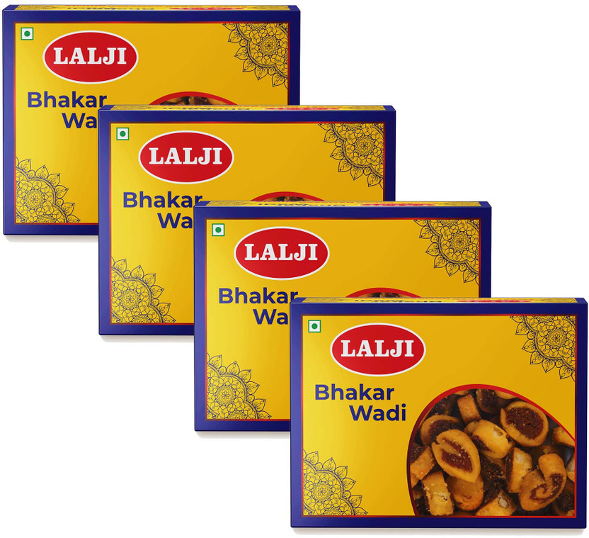 lalji Bhakar Wadi 1.6Kg (400Gm x 4) Bikaneri Namkeen Spicy and Crispy Healthy Snack(4 x 400 g)