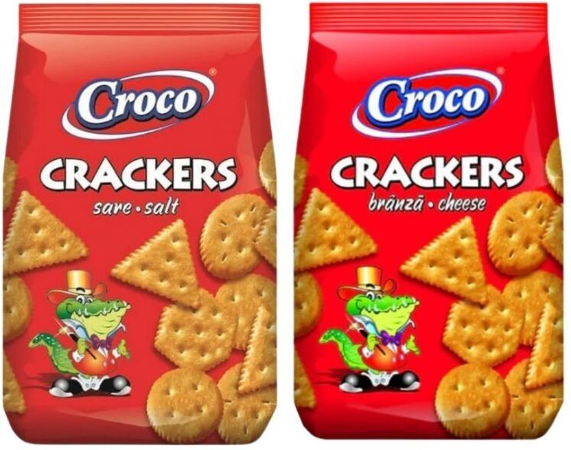 CROCO Crackers Biscuits, Imported Snacks Salted & Cheese Flavour Savories Biscuits(2 x 100 g)