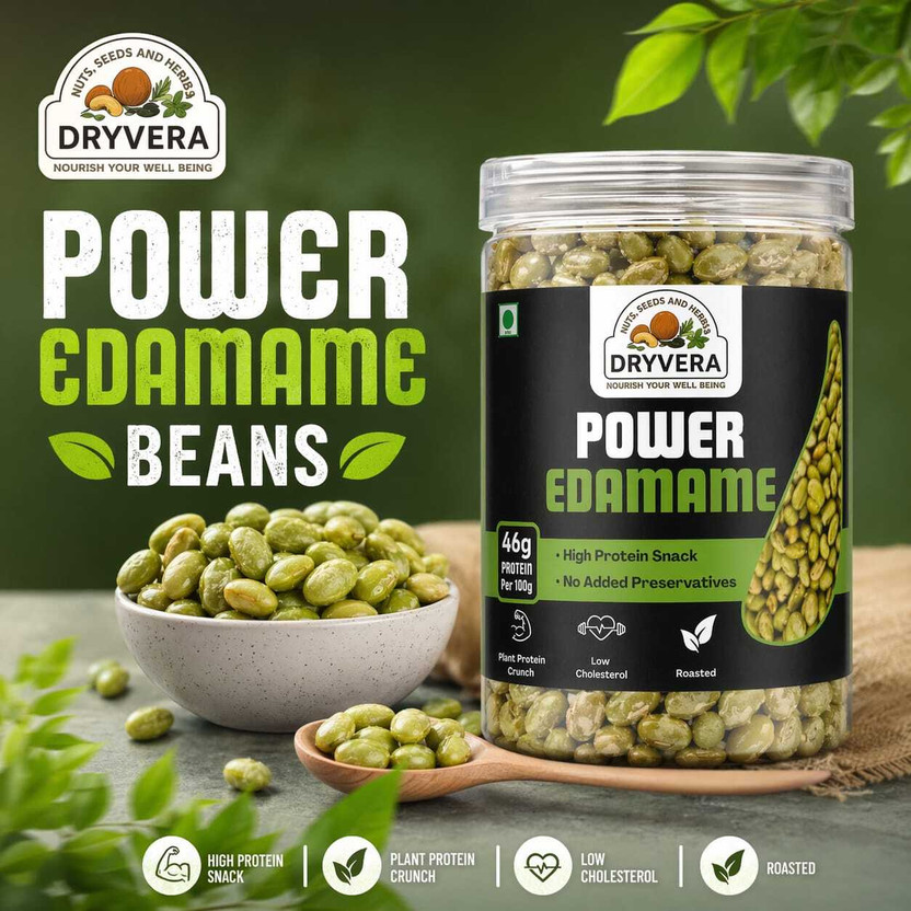 Dryvera Power Edamame Roasted Beans, High Protein Snack, Plant based healthy snack(250 g)