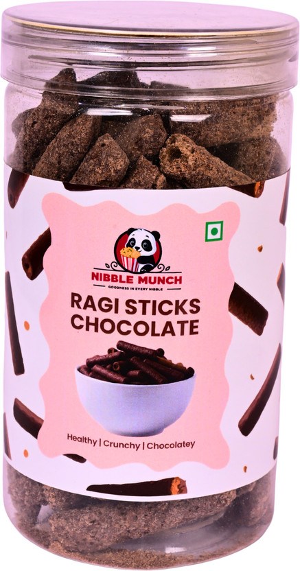 NIBBLE MUNCH Ragi Chocolate Sticks | Healthy Ragi Snack | Chocolate Coated Finger Snacks Ragi Crackers(90 g)